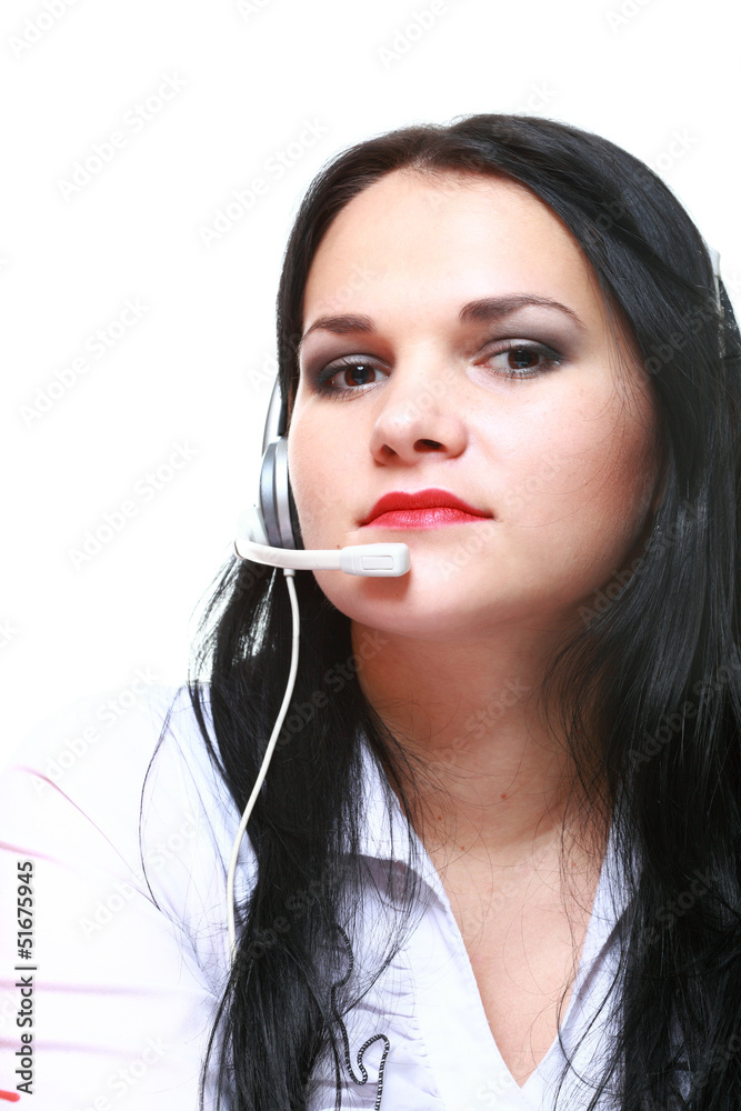 young brunette girl with headphones