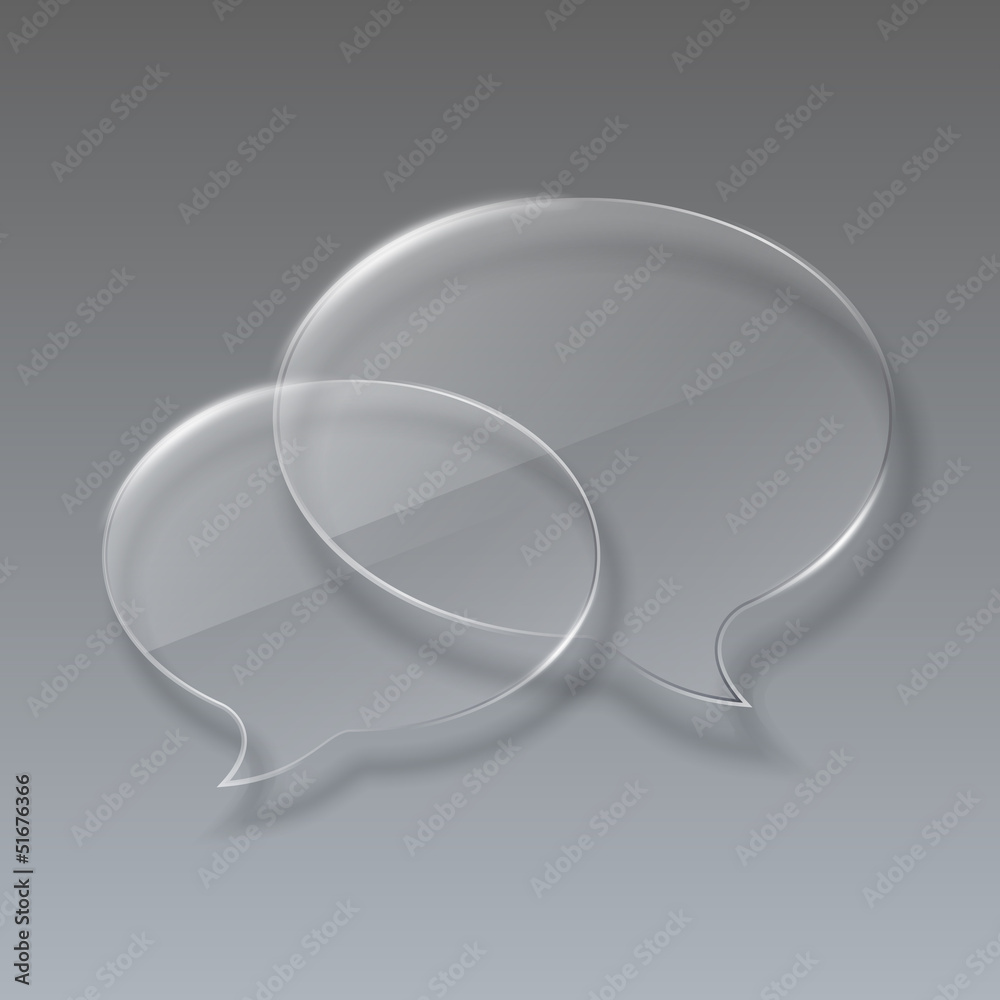 Two Glass bubbles speech on gray background.