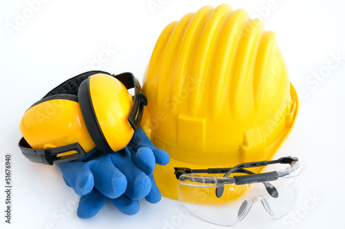 Standard construction safety equipment, it is isolated on white