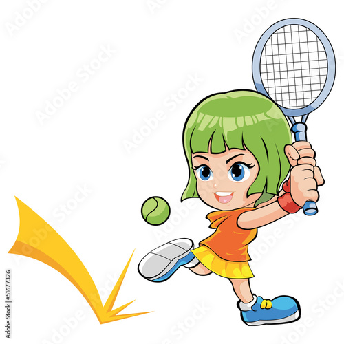 Cartoon women tennis