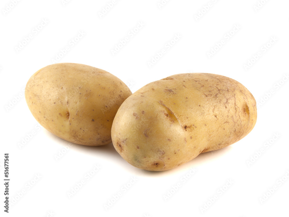 New two potatoes isolated on white background New two potatoes isolated on white background
