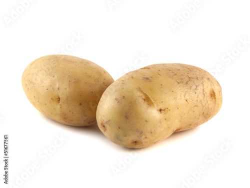 New two potatoes isolated on white background