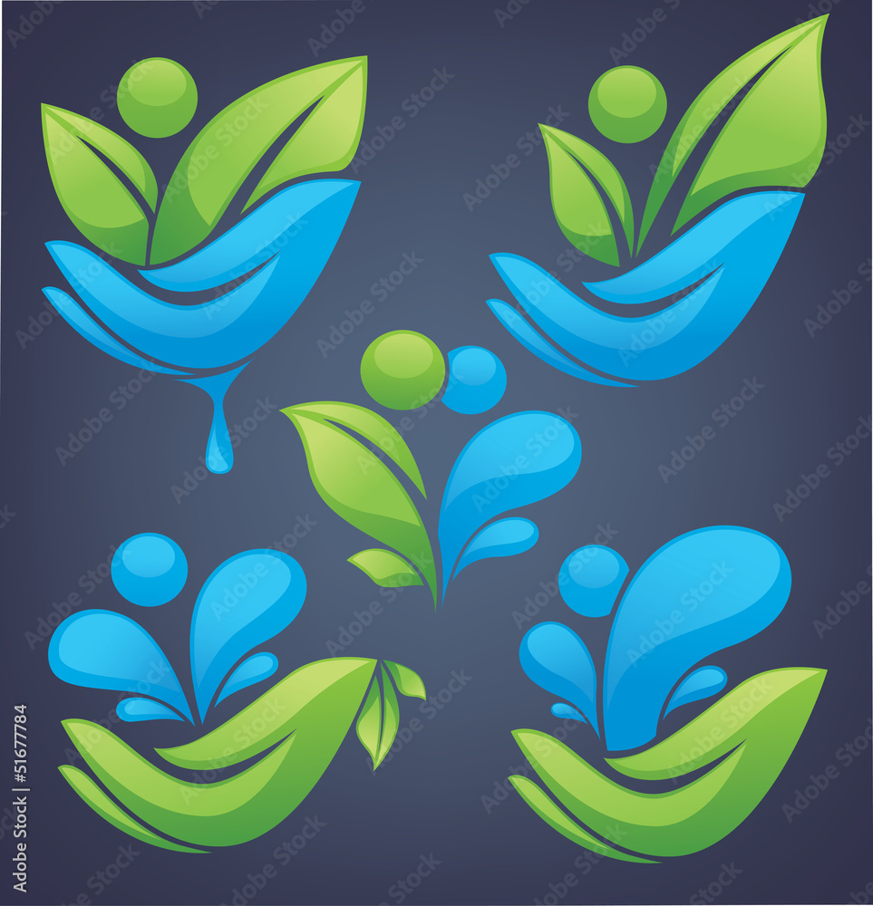 Fototapeta premium neture and ecology in your hands, vector collection of leaves an