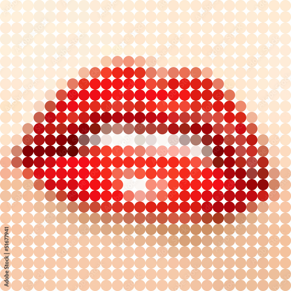 Fototapeta premium Feminine mouth, lips, vector circle color tone dots