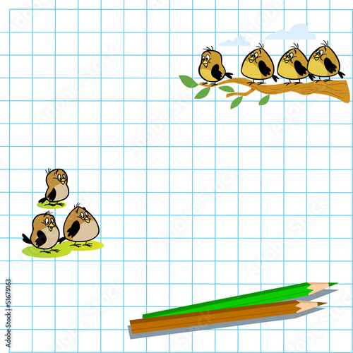 drawed birds in the exercise book