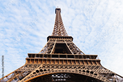bottom view of Eiffel tower in Paris