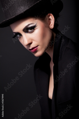 woman portrait on black background