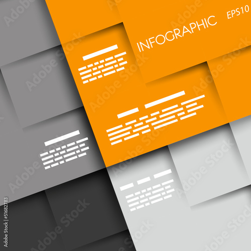 orange and grey infographic rounded squares ABCD