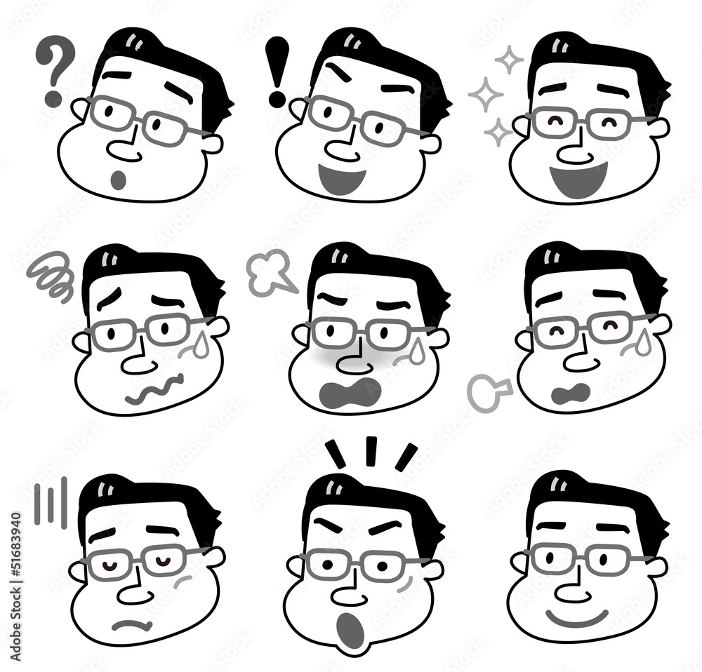 中年　男性　表情　いろいろ