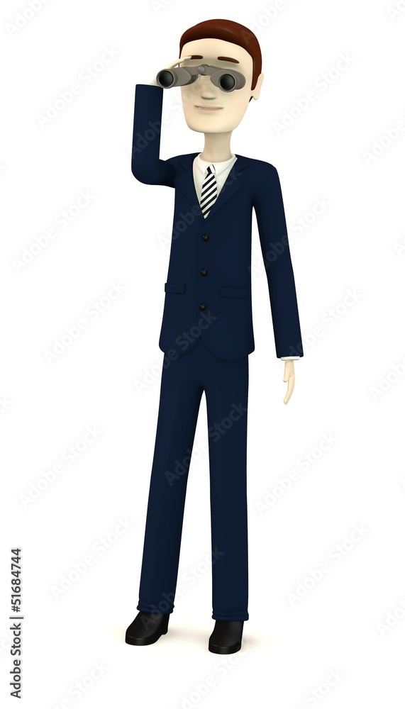 3d render of cartoon character with binoculars 3d render of cartoon character with binoculars