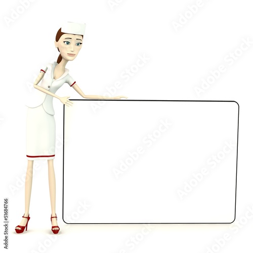 3d render of nurse with empty board photo