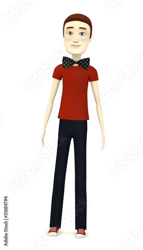 3d render of cartoon character with bow tie