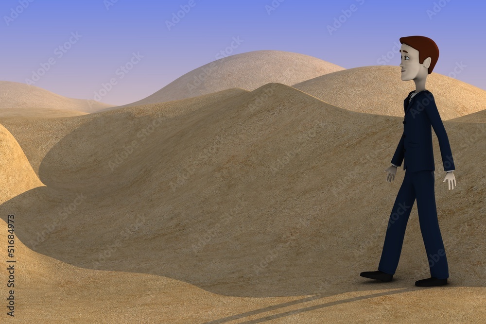 3d render of cartoon character on desert 3d render of cartoon character on desert