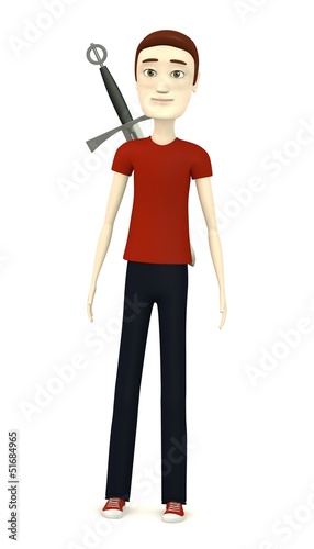 3d render of cartoon character with dagger