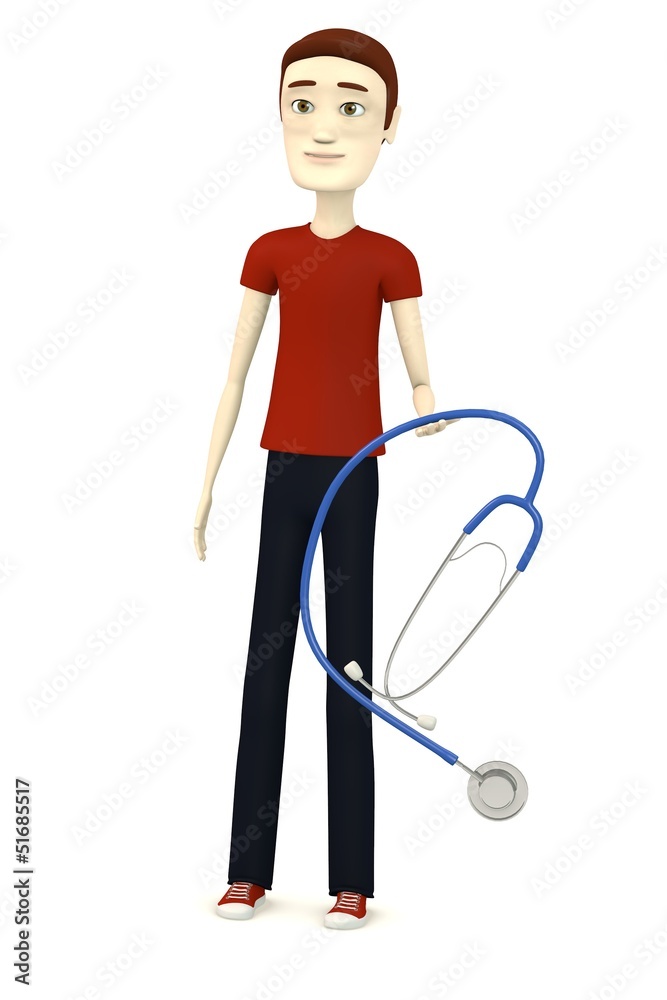 3d render of cartoon character with stethoscope 3d render of cartoon character with stethoscope
