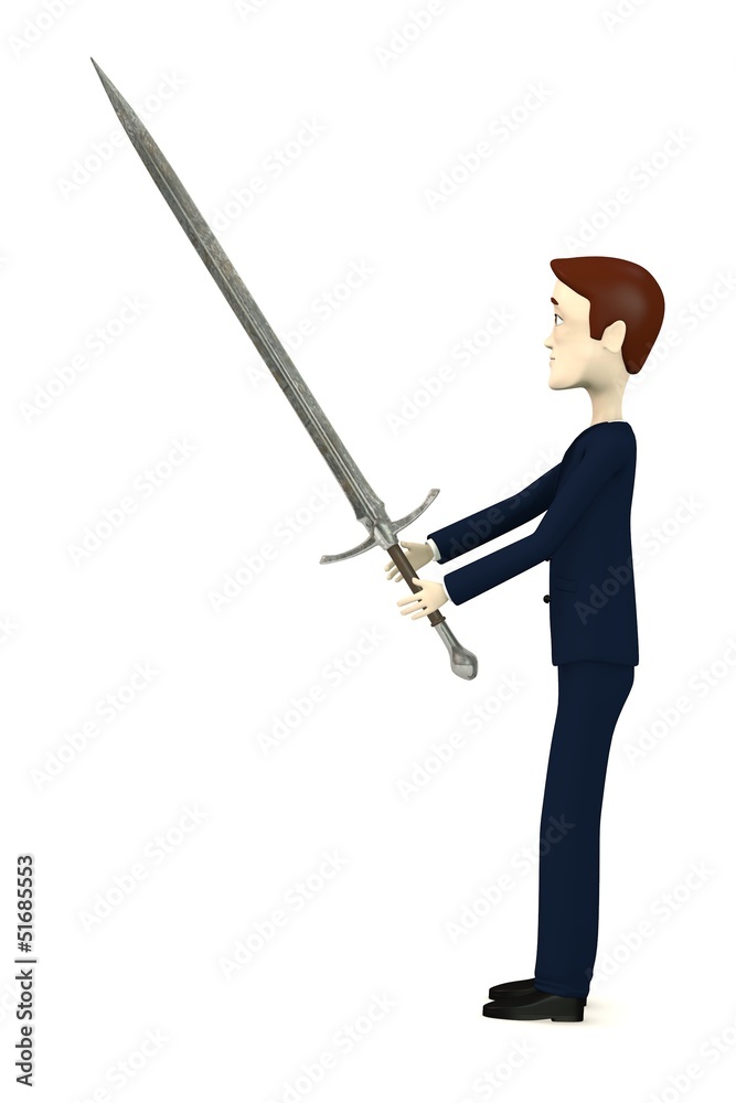 3d render of cartoon character with sword 3d render of cartoon character with sword