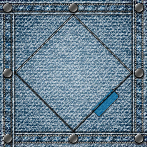 Stitched denim background with rivets and copyspace - eps10