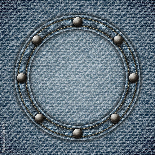 Stitched denim background with round riveted copyspace -eps10