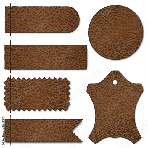 Leather stitched labels set - eps10