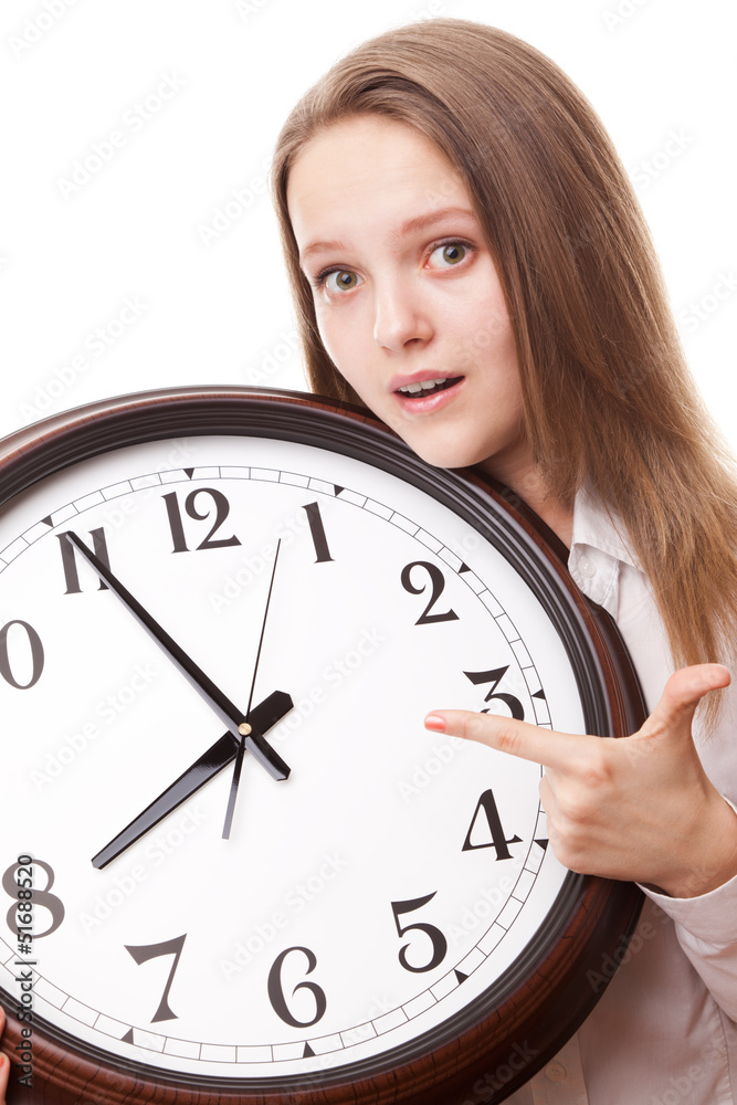 The girl with the clock The girl with the clock