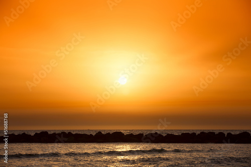Amazing golden sunset on the mediterranean sea