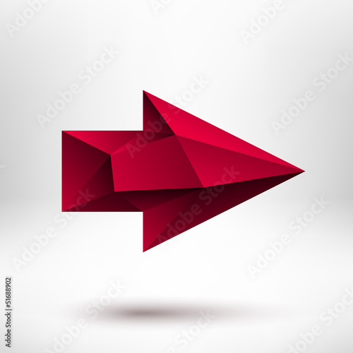 3d Red Right Arrow Sign with Light Background