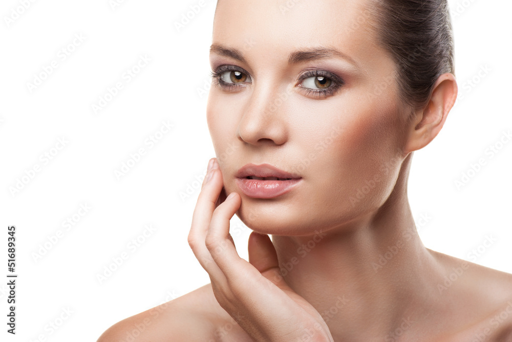 Beautiful face of woman with clean skin isolated Beautiful face of woman with clean skin isolated