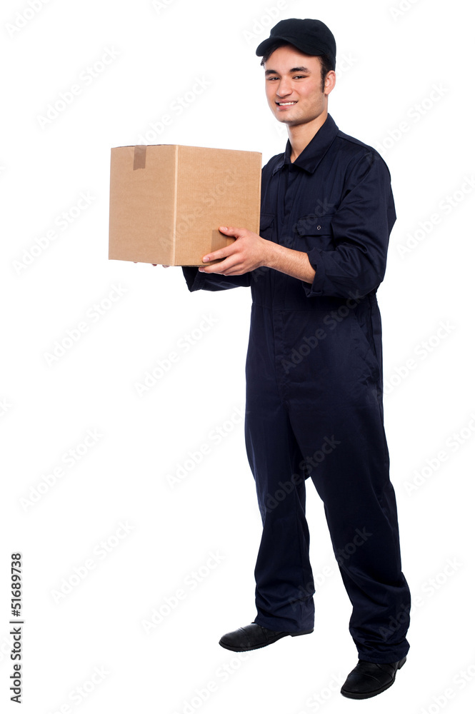 Young boy delivering parcel Young boy delivering parcel