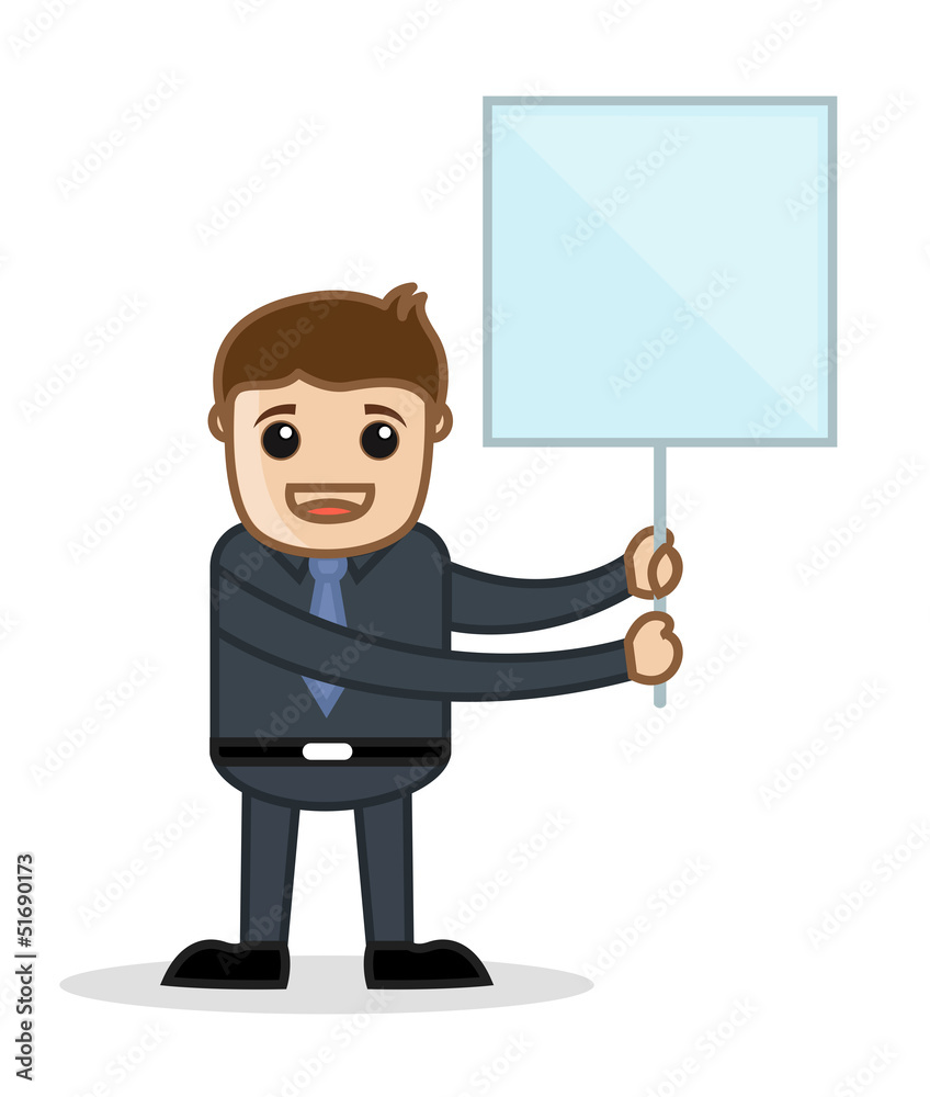 Happy Businessman Showing Blank Board Happy Businessman Showing Blank Board
