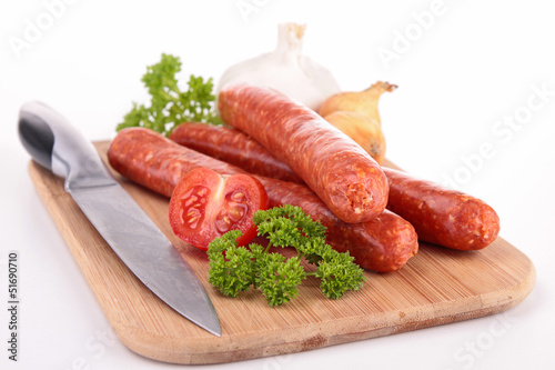 raw sausage and ingredient