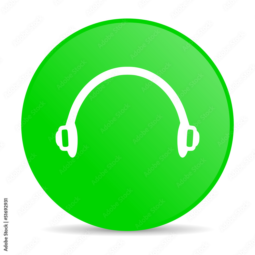 headphones green circle web glossy icon headphones green circle web glossy icon