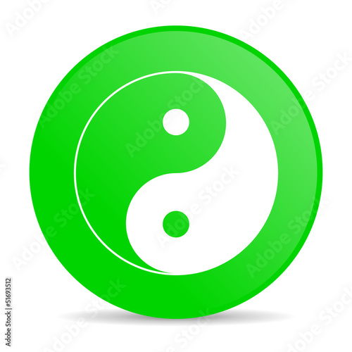 ying yang green circle web glossy icon