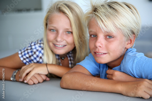 Canvas Print Portrait of brother and sister