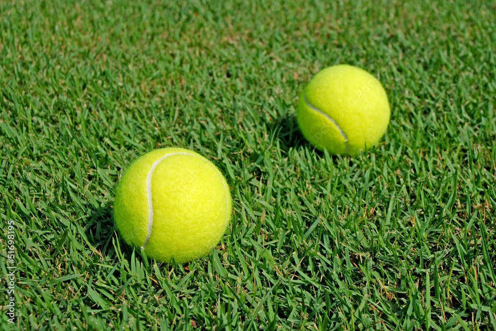 Double tennisbal in the Green Grassl