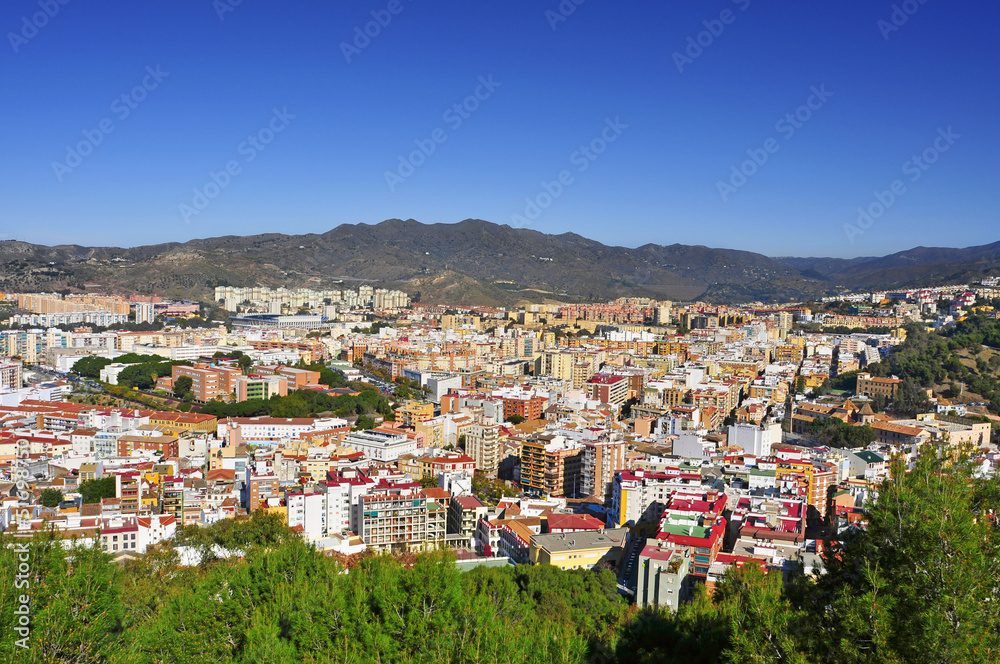 aerial view of Malaga city, in Spain