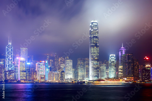 Hong Kong night city skyline