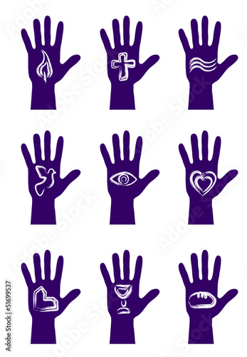 christliche Zeichen auf einer Hand