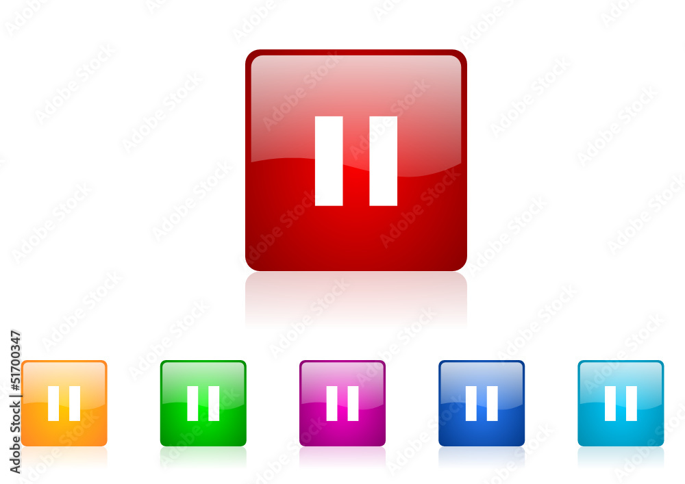 Fototapeta premium pause vector glossy web icon set