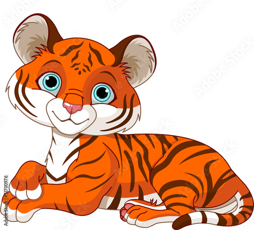 Fototapeta Naklejka Na Ścianę i Meble -  Resting little  tiger cub