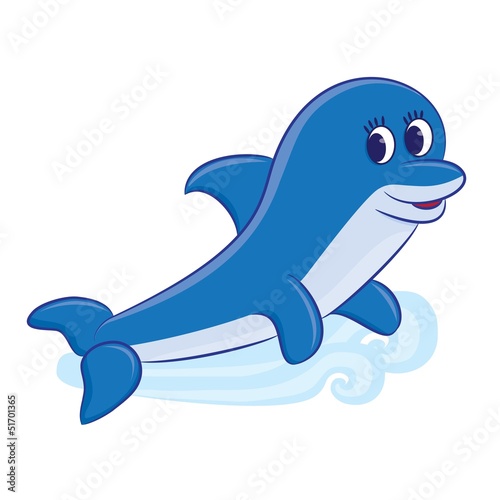 Cartoon dolphin. Coloring book. Vector illustration
