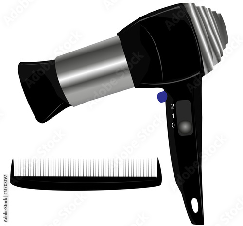 Vector illustration of hair dryer on white background