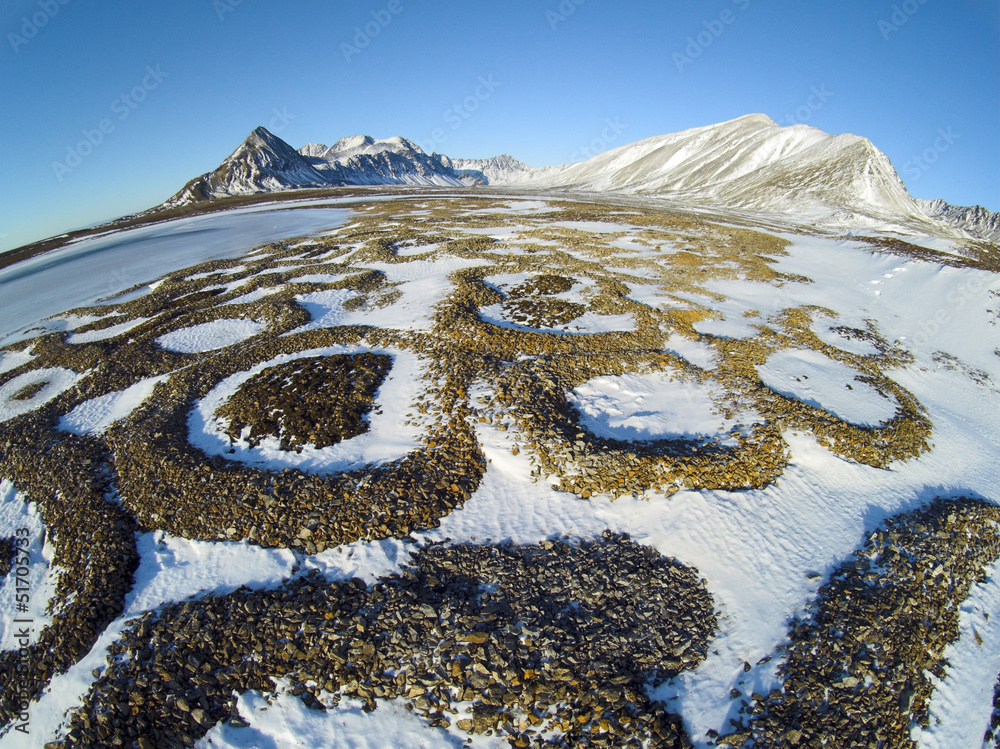 Fototapeten Arctica Arctica - Patterned ground in the Arctic, Svalbard #51705733