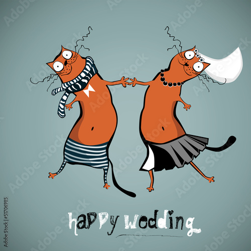 happy wedding cats