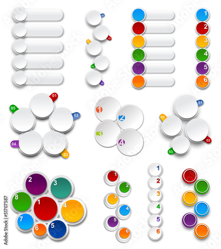 Set of Palettes.  Numbered infographics list design