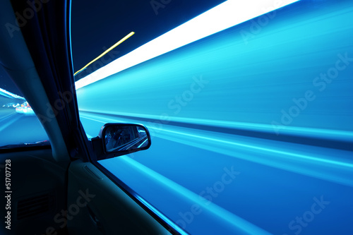 car on the road with motion blur background.