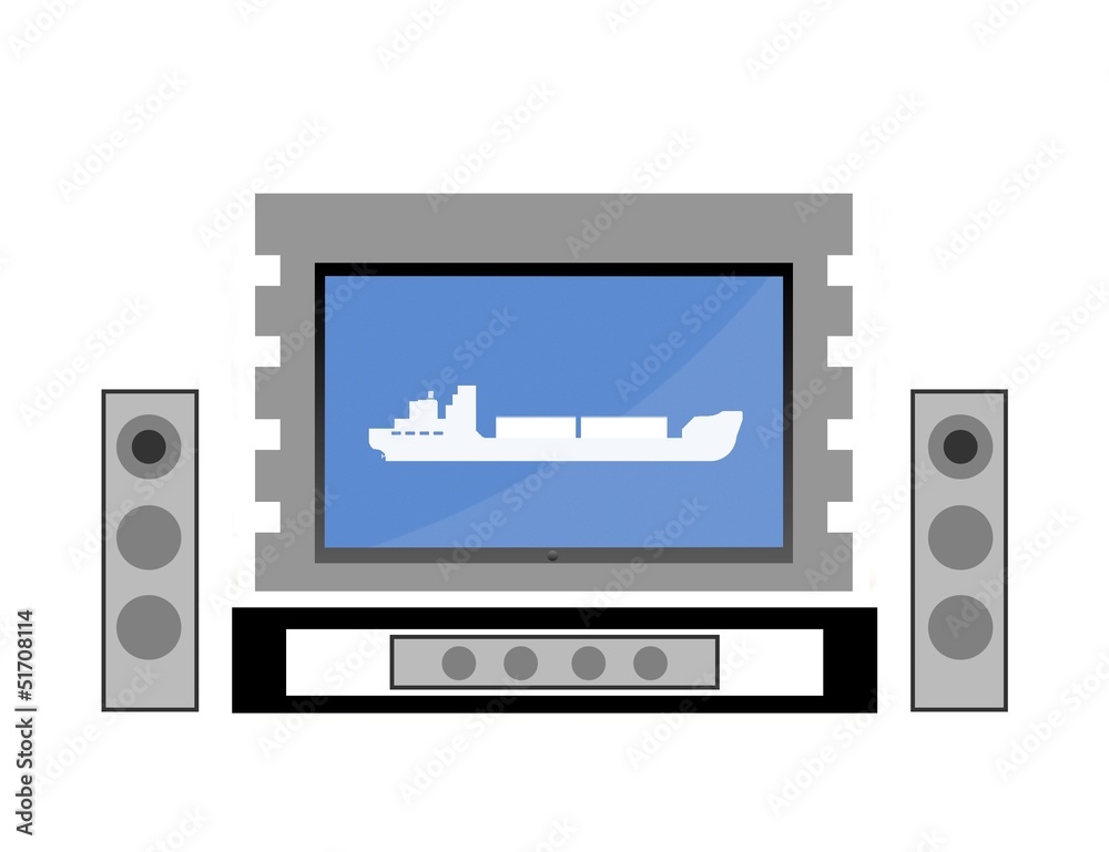 Obraz premium Bateau cargo dans un home cinéma