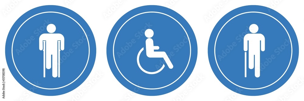Personnes handicapés en 3 panneaux Personnes handicapés en 3 panneaux