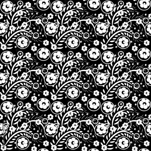 Seamless monochrome floral pattern 6