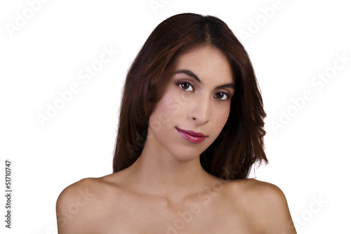 Skinny Bare Shoulder Portrait Attractive Hispanic Woman