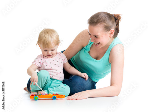 Mother and baby girl having...